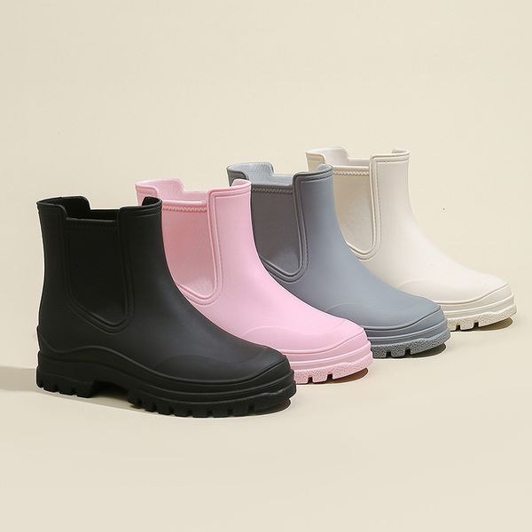 Stiefel Frauen Chelsea Regen Stiefel Frau Einfache Mode Galoschen Wasserdichte Gummi Nicht-slip Rainshoes Angeln Wasser Schuhe Botas De mujer 230914