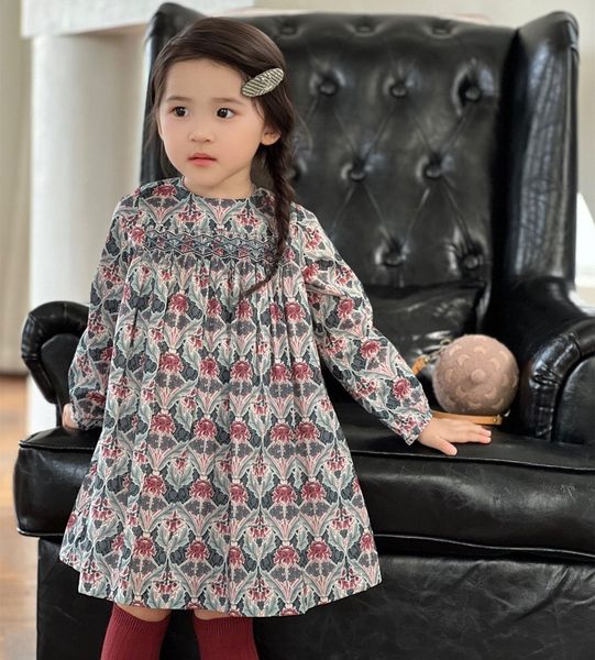 Kızlar Elbiseler Sonbahar Kış Çocuk Elbiseleri Uzun Kollu Elbise Yüksek Kaliteli El İşlemeli Fransız Pastoral Stil 230914