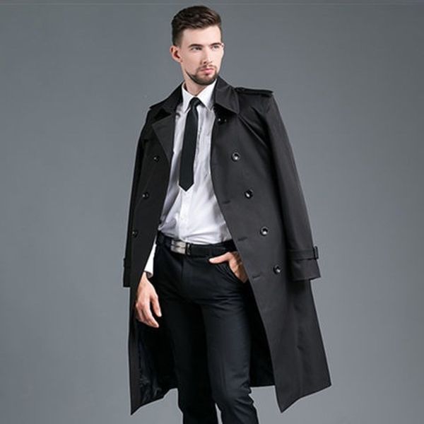 Мужские плащи, ветровка, осень и зима, приталенный двубортный деловой костюм для отдыха, длинное пальто, накидка для парня 230914