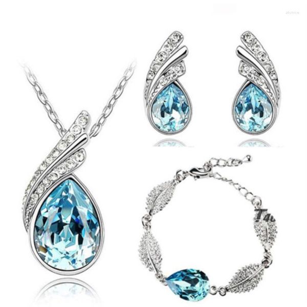 Комплект ожерелья и серег Flame Leaf, модные качественные серьги с кристаллами, браслет, милый романтический подарок на день рождения, вечерние
