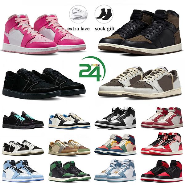 Nike Air Jordan 1 Travis Scott mens shoes Jordan1s. high black phantom golf olive Travis Scot【code ：L】reverse mocha Jordan1s sneakers golf 1961 Travis Scot. fierce pink Trainers