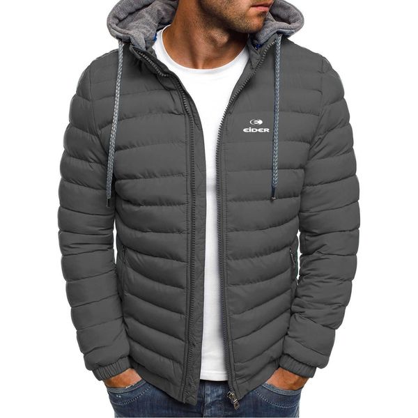 Осень-зима, новая мужская хлопковая куртка, утепленное пальто с капюшоном, однотонные куртки на молнии с длинными рукавами и принтом, верхняя одежда