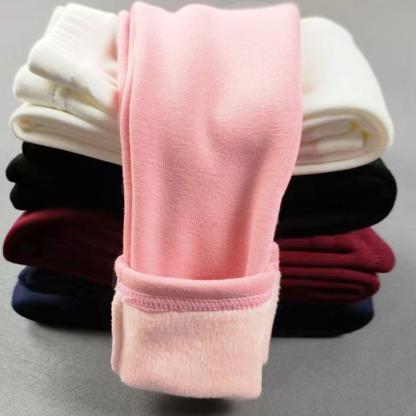 Hosen Kinderhosen Mädchen Enge und warme Leggings Samtverdickte rosa dunkelgraue schwarze Kleidung Jungen kleiner Fuß Bleistift 230914