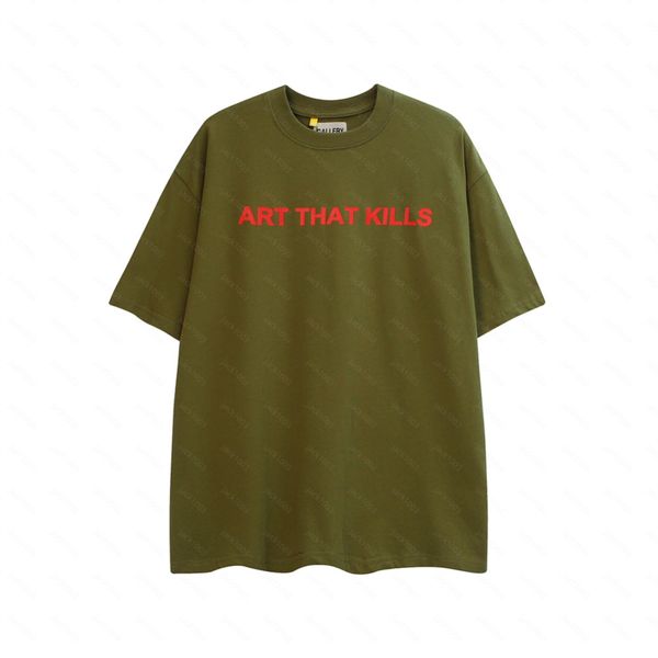 Galeriler Bölümü Harajuku 23SS Bahar Vintage Yıkanmış Sanat Mektupları Öldüren Logo Tişörtlü Gevşek Büyük Boy Hip Hop Unisex Kısa Kollu Tees Designer T Shirt 05
