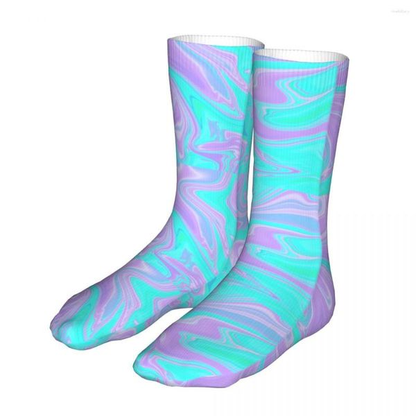 Мужские носки лазурно-сиреневого цвета для мужчин и женщин, повседневные носки в стиле хип-хоп, весна, лето, осень, зима, подарок