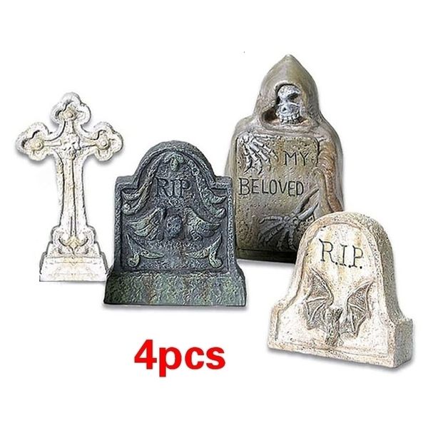 Autres fournitures de fête d'événement 4pcs mini pierres tombales crânes bricolage cimetière cercueil cimetière miniature Halloween décoration fée jardin ornements accessoires 220912