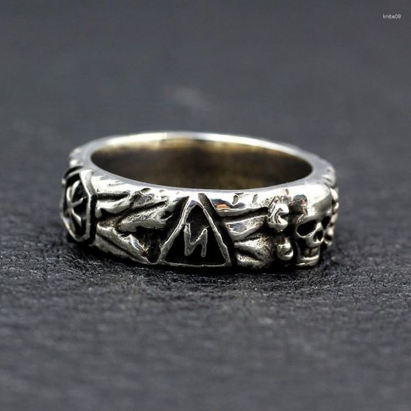 Anéis de cluster S925 prata esterlina para homens mulheres 2023 moda crânio militar fã medalha de honras puro argentum mão jóias