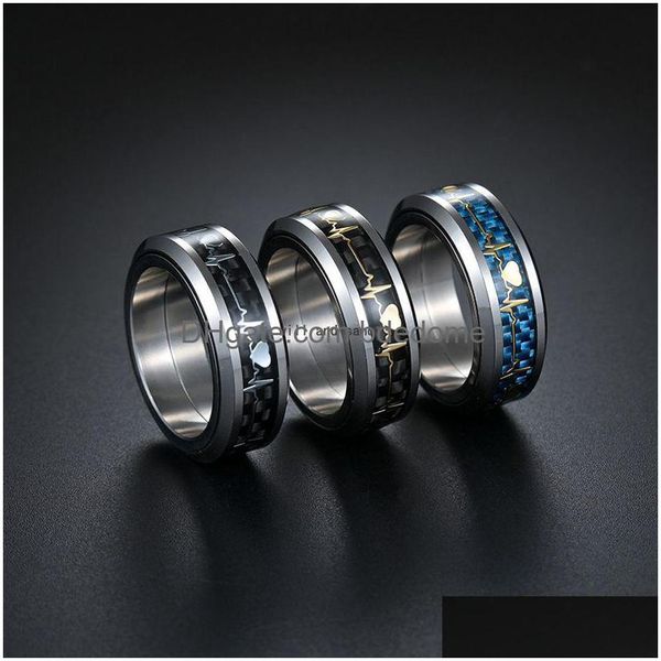 Band Ringe Liebe Herzschlag Ring Finger Edelstahl Drehbare Linderung Druck Spinner Anti Angst Für Frauen Männer Mode Schmuck DHT76