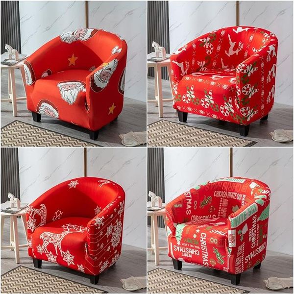 Capas de cadeira Natal Club Poltrona Slipcover Stretch Tub Cover Pequeno Sofá Único Spandex Bar Counter Couch249f