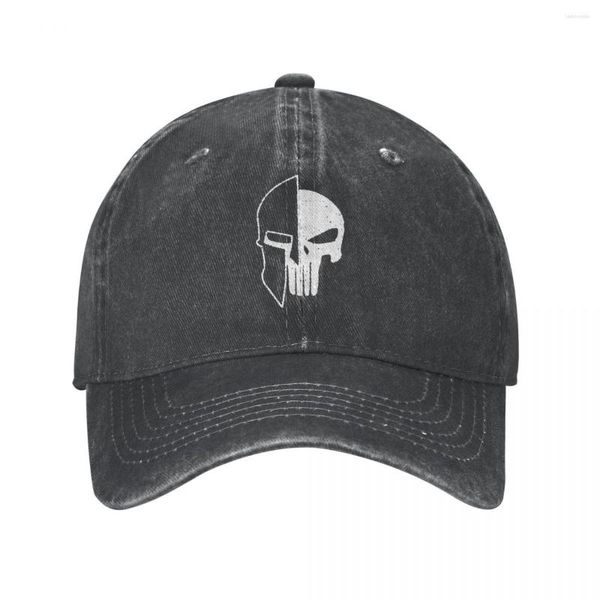 Bola bonés spartan crânio boné de beisebol moda angustiado denim esparta guerreiro headwear estilo unisex ao ar livre verão presente chapéus