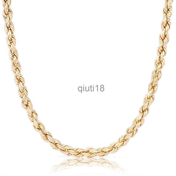 Ожерелья с подвесками, настоящие твердые 10K, 14K, 18K, 24K, твердые золотые веревочные цепи для мужчин, ожерелье в стиле хип-хоп x0913