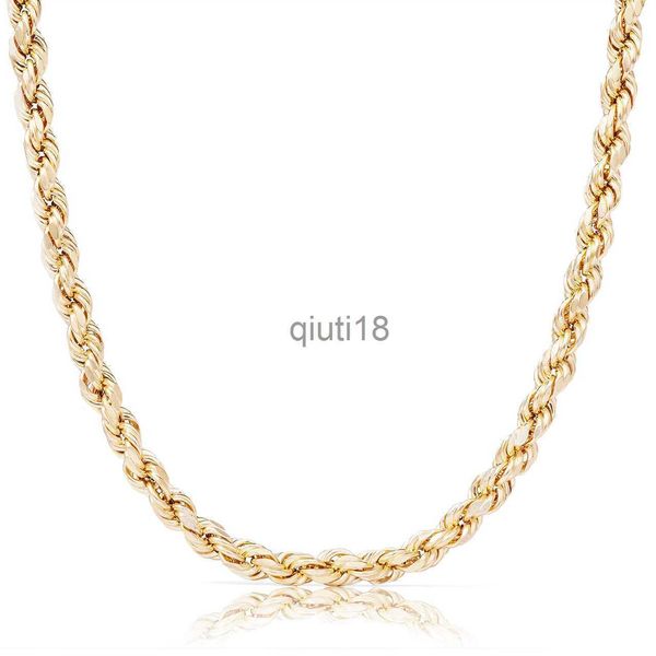 Collane con ciondolo Vere catene di corda in oro massiccio 10K 14K 18K 24K per uomo Collana Hip Hop x0913