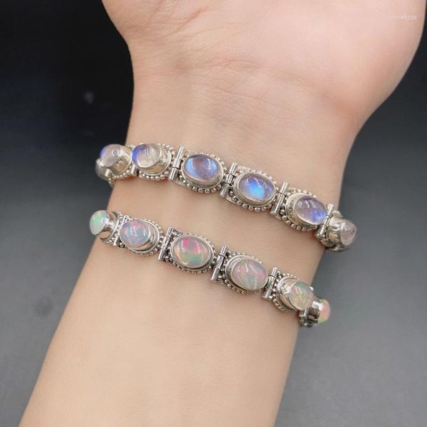 Charm-Armbänder, Nepal-Stil, Silberornamente, Opal, blauer Mondstein, Armband, weibliche Persönlichkeit, kreative Accessoires