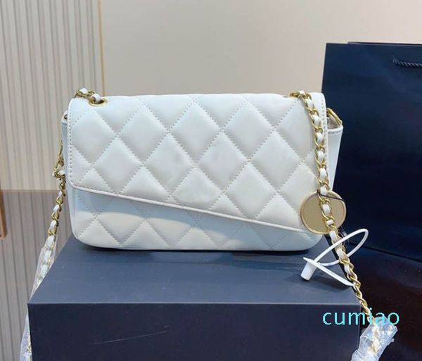 Moeda de ouro inclinando aba feminina bolsa de ombro clássica diamante treliça couro acolchoado designer bolsa de luxo embreagem carteira titular do cartão tendência malas multi pochettes