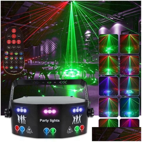 Illuminazione laser Rgb Lampada da discoteca a 15 occhi Dmx Telecomando Luce stroboscopica da palco Ac110-240V Led Halloween Natale Bar Party Projetor Home Dhpah