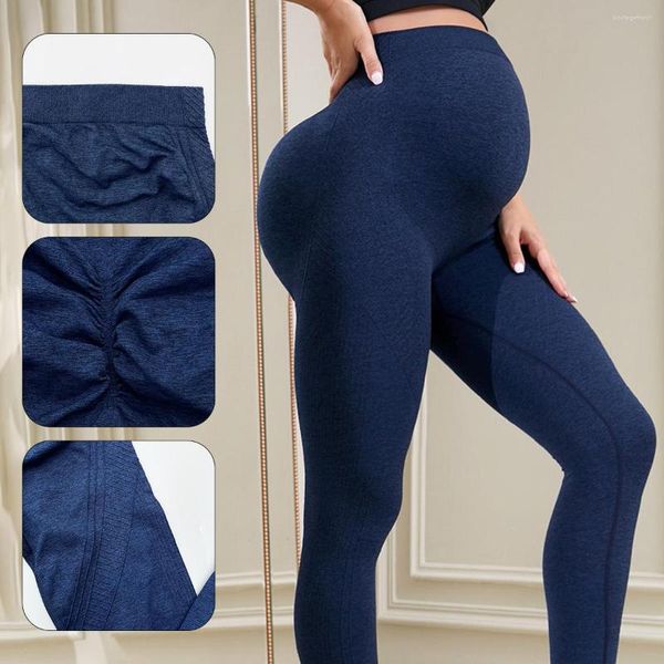 Pantaloni attivi da donna a vita alta per maternità, yoga, sopra la pancia, supporto per la gravidanza, collant da allenamento