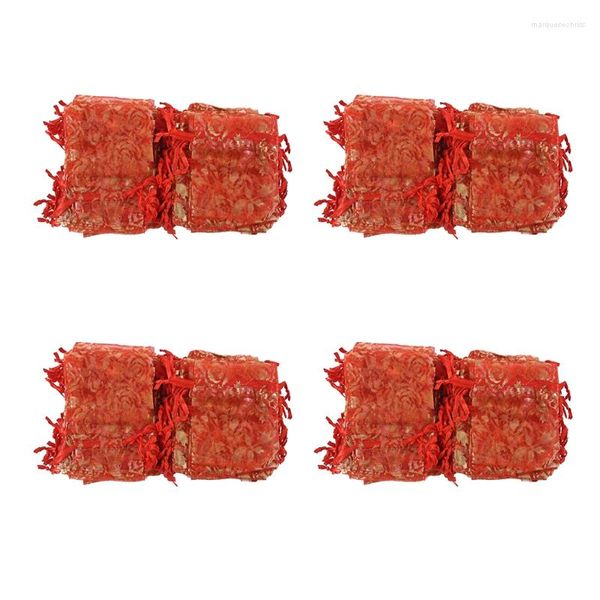 Sacchetti regalo per gioielli 400 pezzi 7X9 cm Sacchetti regalo in organza rosa con coulisse Regali per matrimoni, feste di Natale Rosso