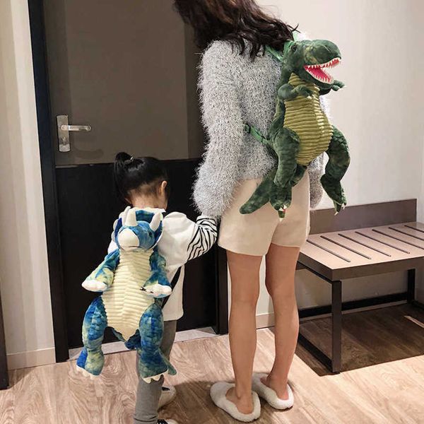 Novo saco de mochila moda pai criança criativo dinossauro mochila bonito animal dos desenhos animados dinossauros saco para crianças crianças presentes 230223