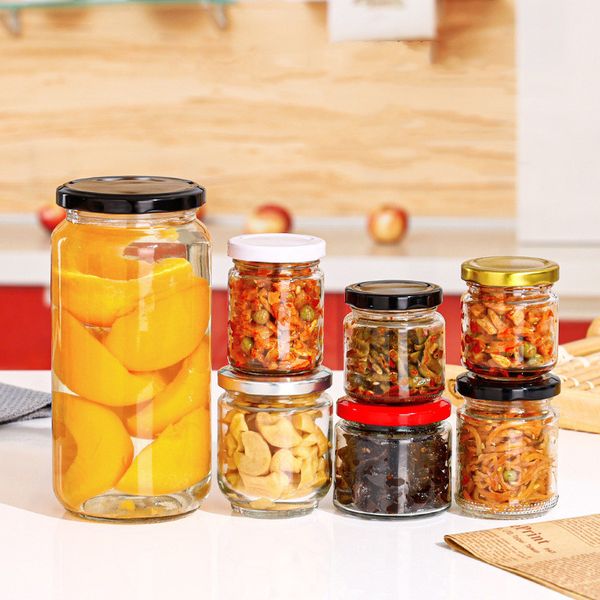 Contenitori per alimenti Contenitori per marmellata in vetro con coperchio Contenitori per sottaceti per alimenti da cucina con coperchio in metallo