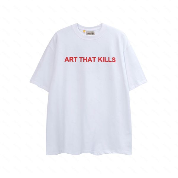 Galeriler Bölümü Harajuku 23ss Bahar Vintage Yıkanmış Sanat Mektupları Öldüren Logo Tişörtlü Gevşek Büyük Boy Hip Hop Unisex Kısa Kollu Tees 007