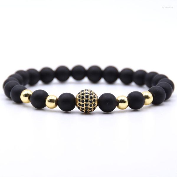 Strand 2023 Modaya uygun çift Mat Stone Pave CZ Ball Charm Women Women Woman Worselet Erkek Mücevher Pulseira