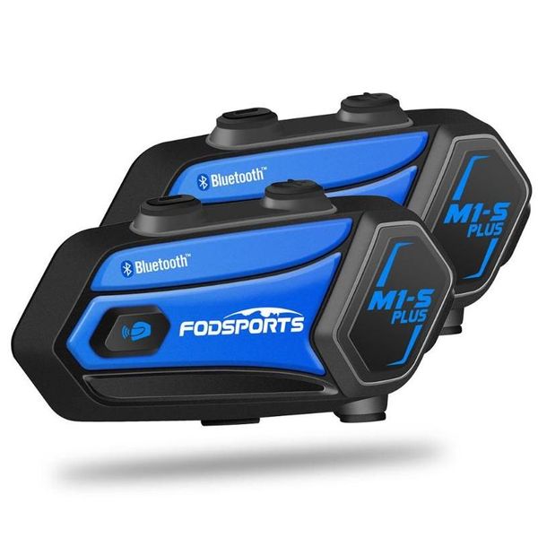 Motocicleta interfone fodsports 2 pçs M1-S mais capacete fone de ouvido bluetooth 8 pilotos interfone sem fio fm música compartilhamento entrega gota aut dh95p