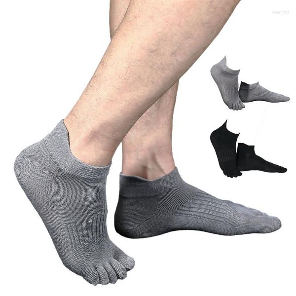 Meias masculinas homem toe respirável suor-absorvente algodão tornozelo curto sokken elástico cinco dedos para homem atlético masculino sox