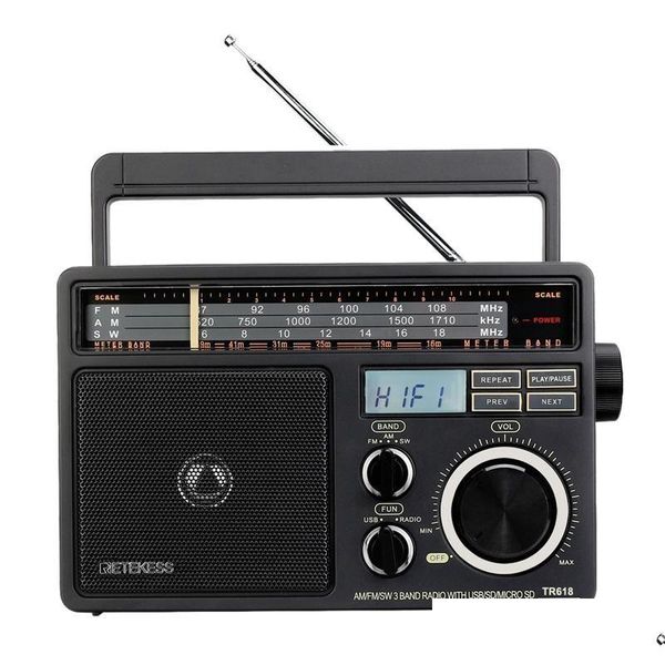 Radio Tr618 Portatile Fl-Band Fm/Am/Sw USB Tf Card Supporta Mp3 Con Speakerus Plug Drop Delivery Elettronica Telecomunicazioni Dhum6