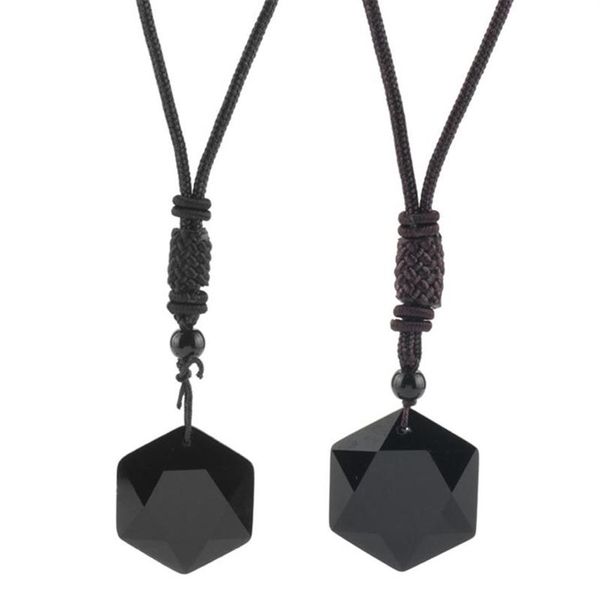 Collane a ciondolo Obsidian Spirit Pendulum Energia pietra a stelle a sei punta da uomo e donna catena di maglione Jewelr247o