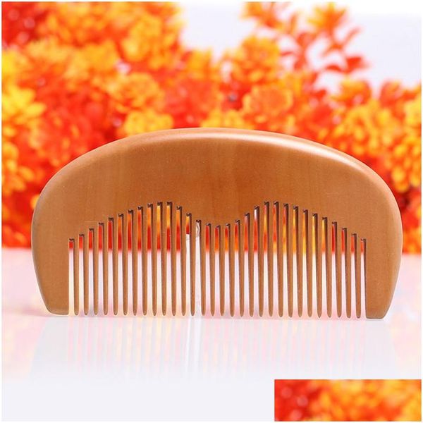 Saç Fırçaları Toptan Doğal şeftali ahşap tarak sakal cep 11.5x5.5x1cm damla dağıtım ürünleri bakım stil araçları DHIC4