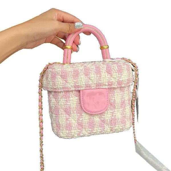 Clássico mini tweed caixa sacos totes bolsas famosa marca acolchoado matelassé crossbody sacos de alta qualidade cosméticos vaidade sacos luxo designer saco moeda atacado bolsa