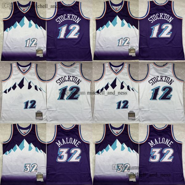 1996-97 Basquete 32 Malone Jersey Retro Purple John Stockton Jerseys Classic Breathable Sports Shirts