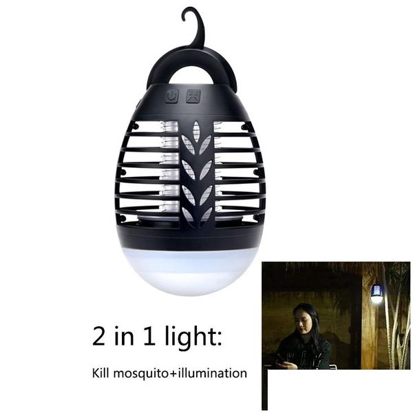 Altre luci Illuminazione Mosquito Killer Fly Bug Catcher Lampada Esterna Elettrica Impermeabile Cam Estiva Trappola Lanterna Ricarica USB Anti Goccia Dhkae