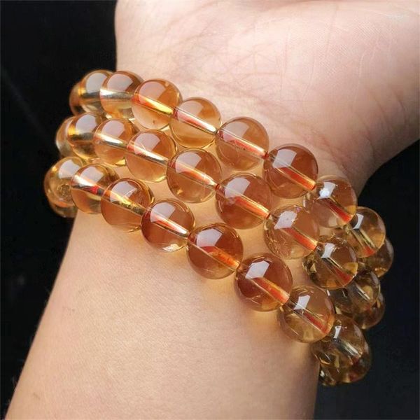 Bracciale rigido con citrino naturale, fatto a mano, in cristallo giallo, con quarzo, gioielli elasticizzati, regalo di compleanno per bambini, 10 mm, 1 pz