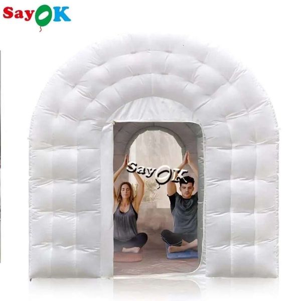 SAYOK-Tragbares aufblasbares Kuppelzelt, weißer Yoga-Zeltboden für Zuhause, drinnen und draußen, 2,1 x 2,9 m, heiß