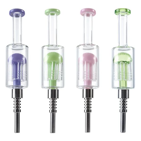 Nektar Toplayıcı Kitleri Saman 14mm Ortak NC Kit Nektör Koleksiyoncıları Dab Pipetler Taşınabilir Dab Tigs Titanyum Tırnaklı Küçük Cam Bongs