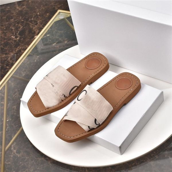 Designer Chinelos Dupe AAAAA Womens Sandálias Woody Retro Carta Sapatos Flip Flop Chinelo De Couro Verão Slides Sapato Ao Ar Livre Com Caixa Dayremit