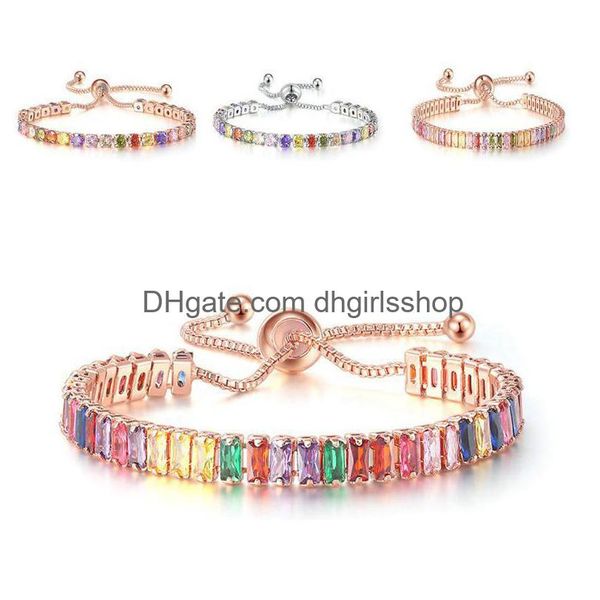 Braccialetti moda tennis per donna Gioielli zirconi scintillanti Colore oro rosa Regalo fatto a mano per gli amici Consegna a goccia Dhzld