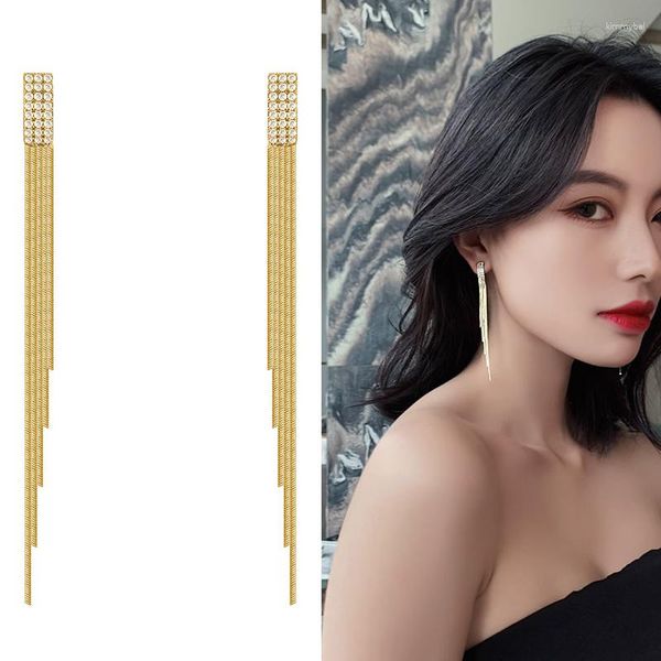 Dangle Küpeler Kore Moda Kristal Uzun Püskül Damla Küpe Kadınlar İçin Modaya Gizli Mizaç Vintage Retro Western Style Mücevher