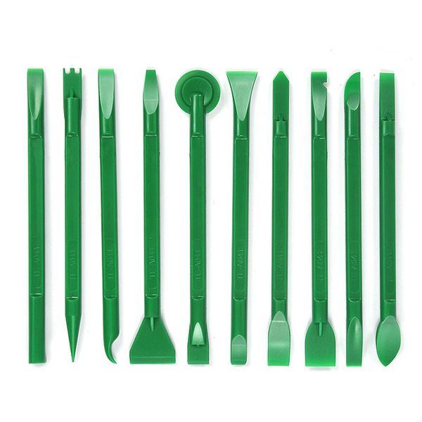 10 em 1 montar desmontar conjunto de ferramentas de reparo verde para iphone celular laptop pc cabeça dupla ferramenta de abertura de alavanca de plástico