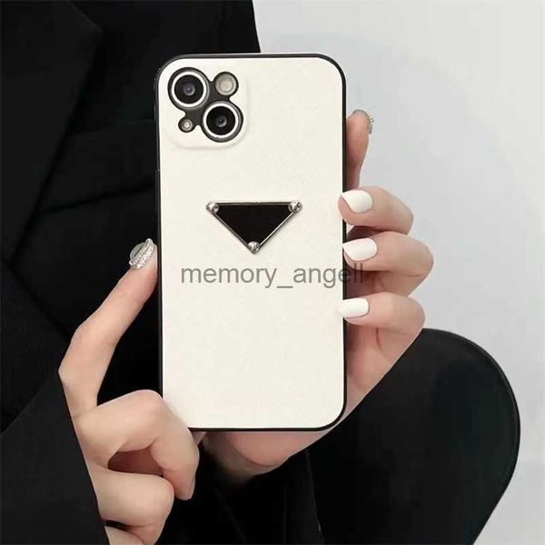 Capas de telefone celular Capas de telefone de moda para iPhone 14 Plus 13 Pro 12 11 Pro Max Designer Geométrico Metal Iphone Case Couro Mobile Phone Shell HKD230914