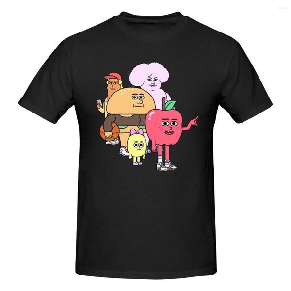 Herren T-Shirts Apfel und Zwiebel Charaktere Shirt O-Ausschnitt Baumwolle Kurzarm Custom für Männer