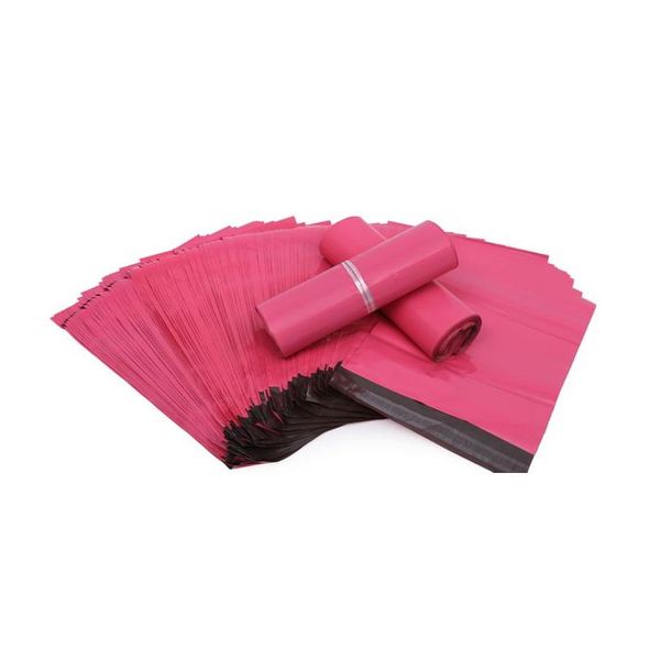 Sacos de correio atacado 100 pçs/lote rosa poli mailer 10x13 polegadas saco expresso 25x35cm envelope/selo autoadesivo bolsa de plástico gota deliv dh03c