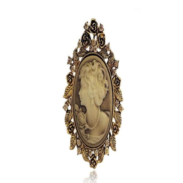 Pins Broschen Pins Ganze Vintage Hochzeitsaccessoires Joyeria Cameo Schönheitskönigin für Frauen Kristall Strass Gold Silber Antik 8119 Otfpv