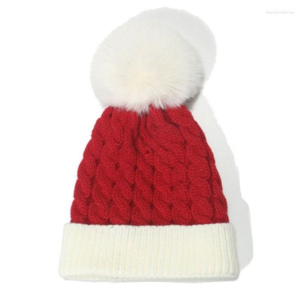 Береты, зимняя теплая рождественская шапка, меховые помпоны, толстые с колокольчиком для детей и взрослых, вязаные шапочки, шапка Санта-Клауса, детский рождественский подарок