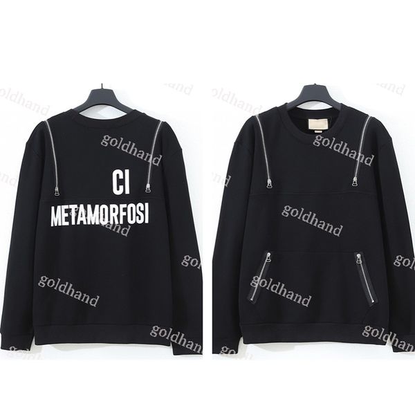 Novo zíper masculino hoodies designer carta impressa camisolas preto manga longa com capuz quente pulôver camisola