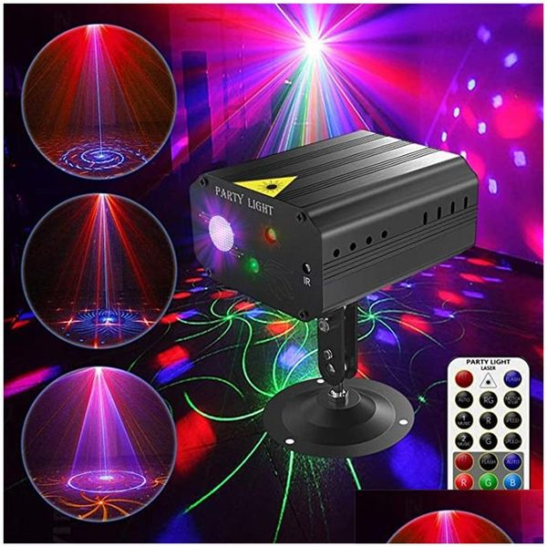 Iluminação a laser festa dj luzes de discoteca flash luz de palco projetor de controle de som com controles remotos adequados para aniversário ktv Courtyar Dhis0