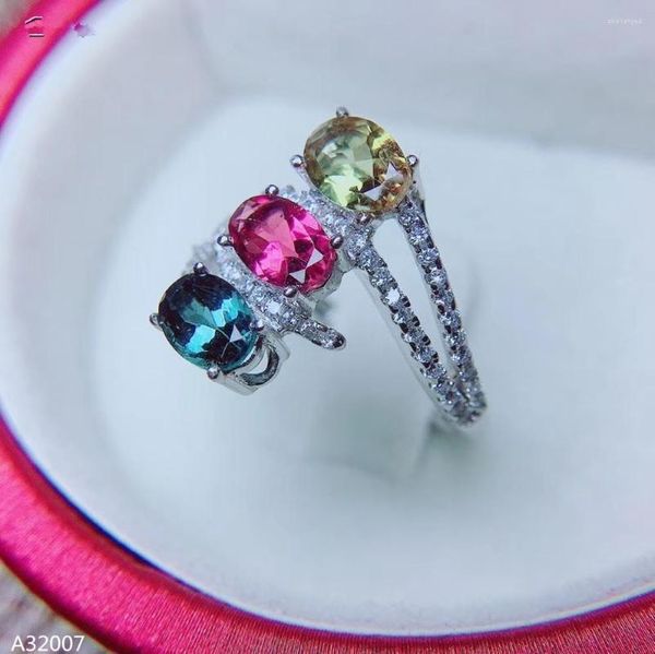 Cluster Rings KJJEAXCMY Fine Jewelry 925 Sterling Silver Natural Tourmaline Ring For Girls Multi-color And Gorgeous Support Review