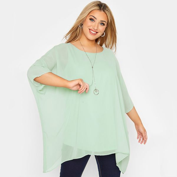 Mulheres Plus Size Camiseta Solta Batwing Manga Elegante Verão Capa Blusa Mulheres 34 Trabalho Casual Escritório Túnica Tops Roupas 7XL 230912