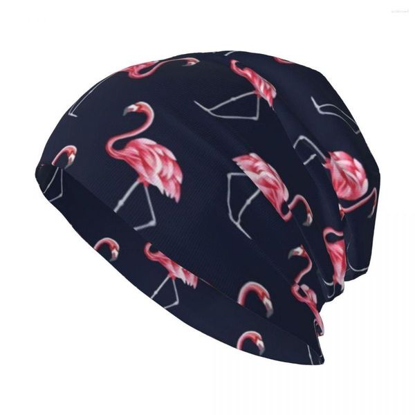 Berets Vintage Flamingo Stilvolle Stretch-Strick-Slouchy-Beanie-Kappe Multifunktions-Schädelmütze für Männer und Frauen